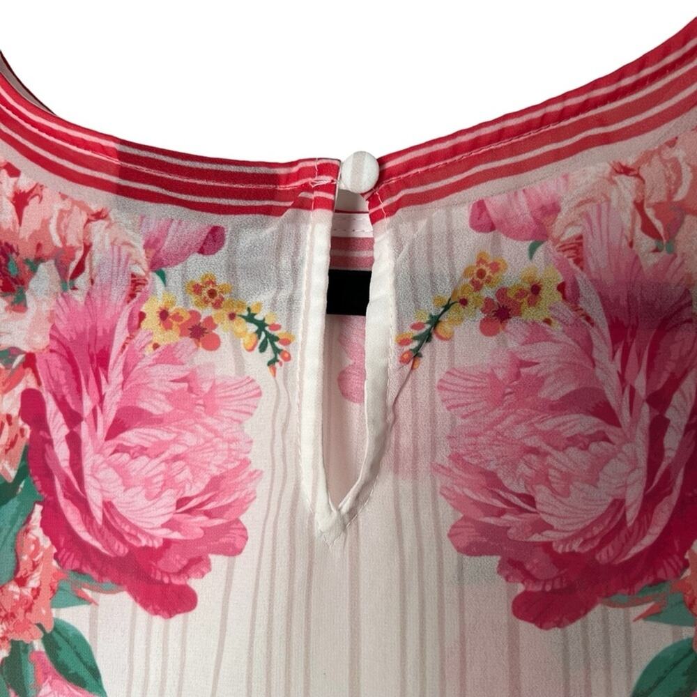 Vici Long Sleeve Sheer Floral Women’s Blouse Pink White Size Small - Picture 7 of 8